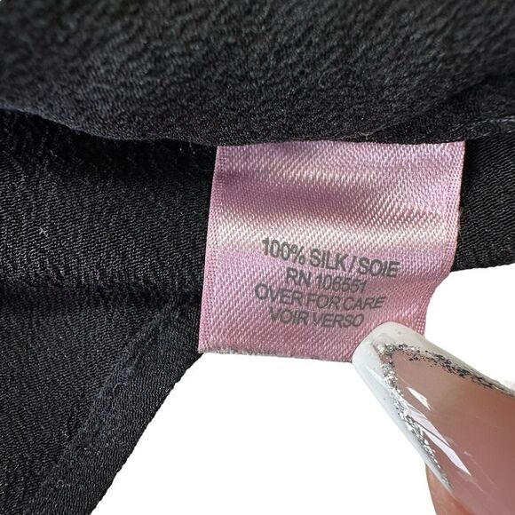 Calypso St. Barth Ruth Black Surplice Silk Blouse, Size Small - Picture 8 of 10